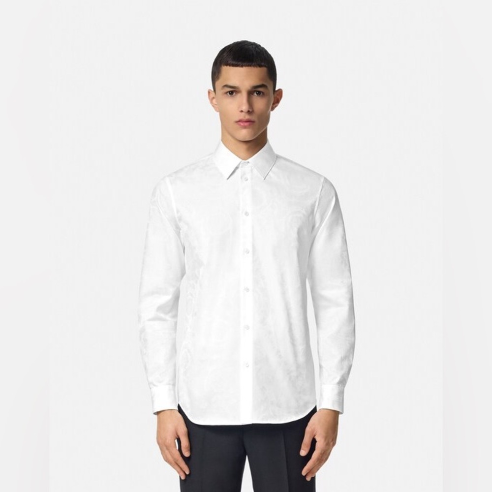 Versace Barocco Jacquard Long Sleeve Shirt Size 37 IT. PRISTINE CONDITION